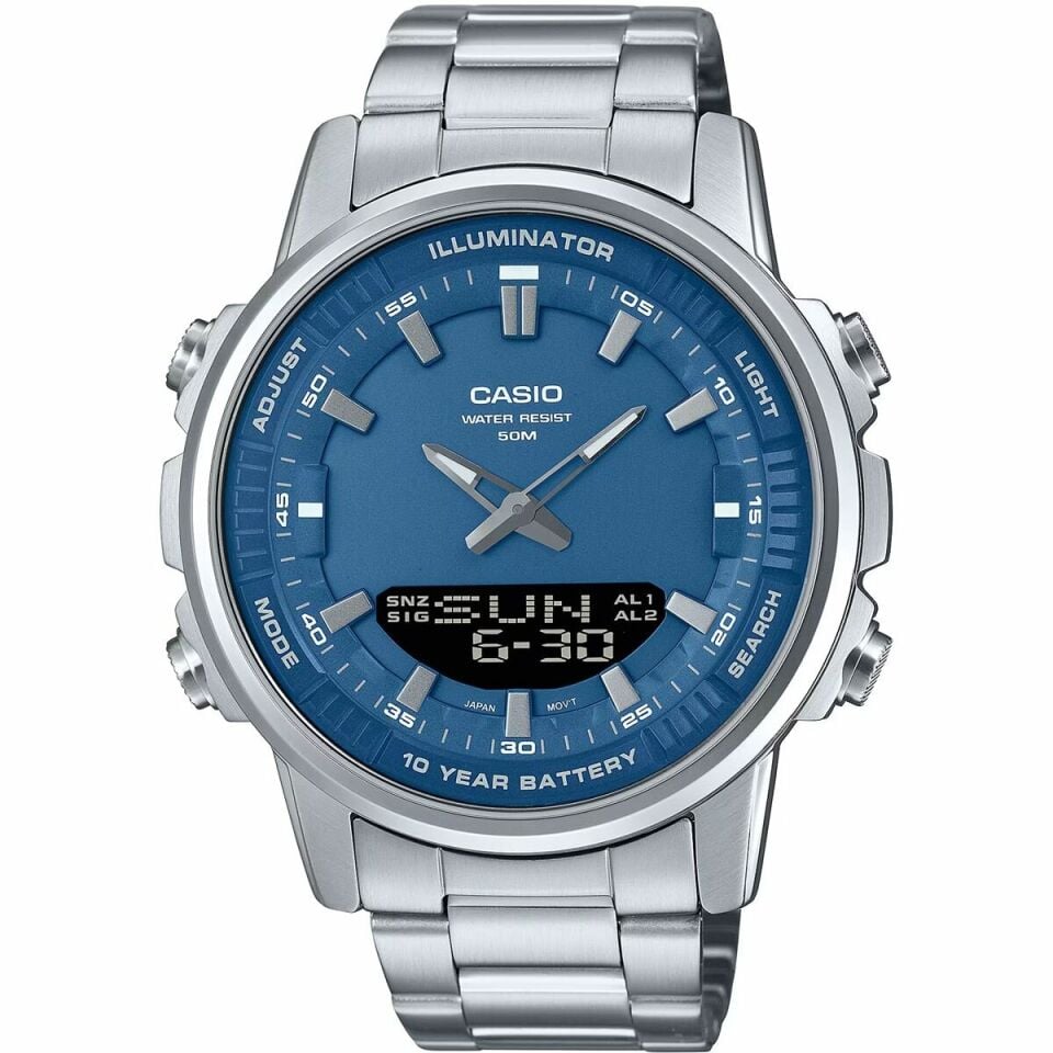 Casio AMW-880D-2A1VDF Quartz Çelik Gri Lacivert Kadran 47 mm Erkek Kol Saati