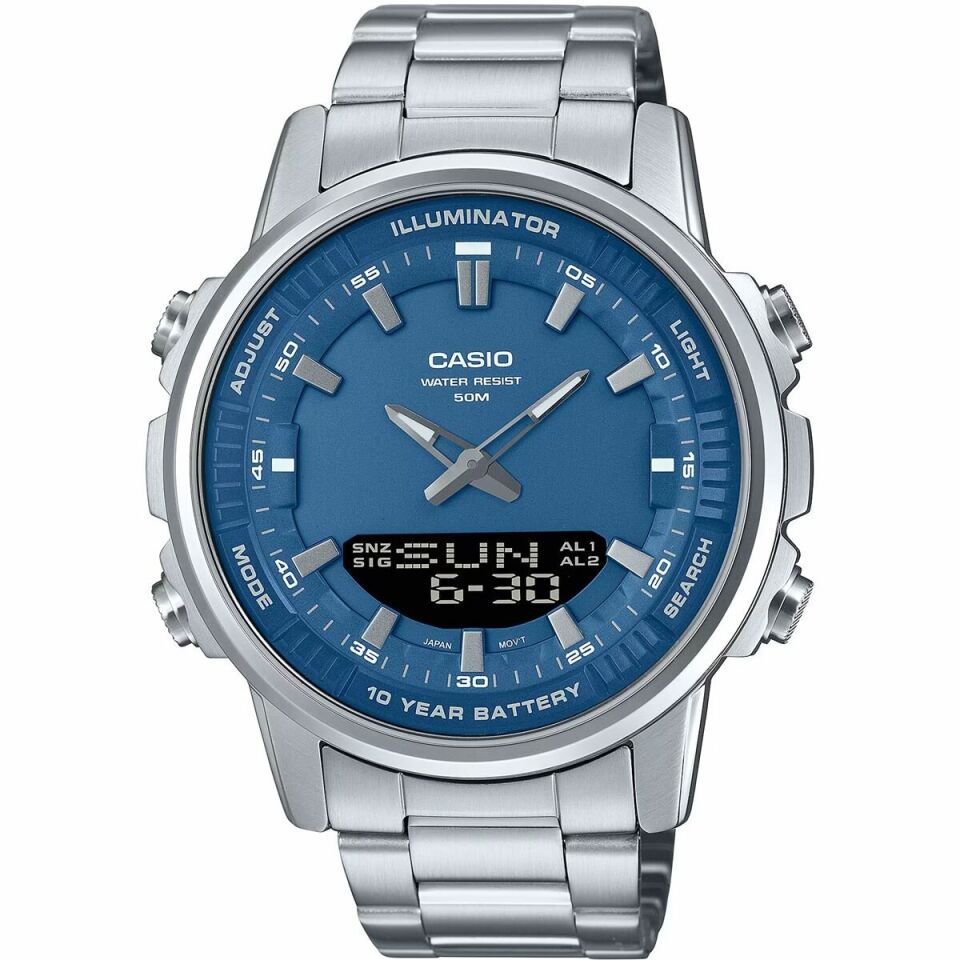 Casio AMW-880D-2A1VDF Quartz Çelik Gri Lacivert Kadran 47 mm Erkek Kol Saati