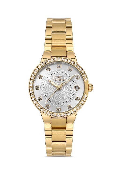 Ferro FL21349A-B Quartz Çelik Altın Rengi 33 mm Kadın Kol Saati