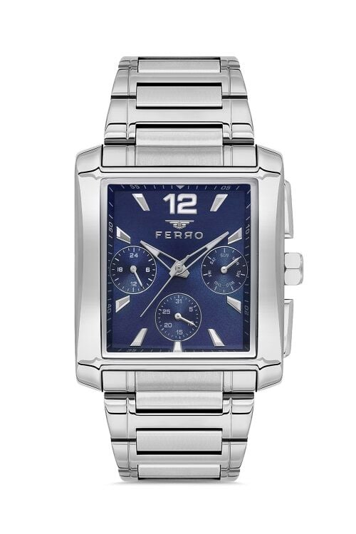 Ferro Gümüş Çelik Kordon Erkek Kol Saati FM11465AWT-A3 Fonksiyonları Aktif 3ATM Su Geçirmez