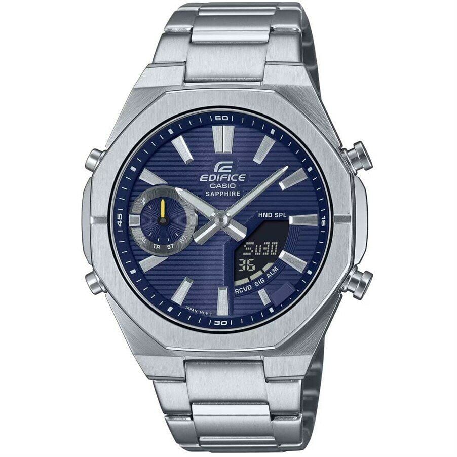 Casio ECB-S10D-2ADF Edifice Quartz Çelik Gri Lacivert Kadran Safir Cam 10 ATM 43 mm Erkek Kol Saati