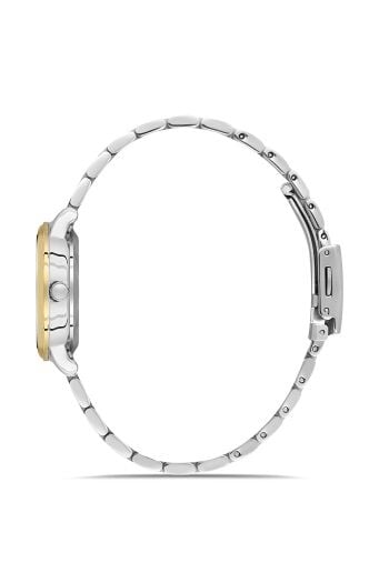 Ferro Gümüş ve Sarı Çelik Kordon Kadın Kol Saati FL21480AWT-D6 3ATM Su Geçirmez 2 Yıl Garantili