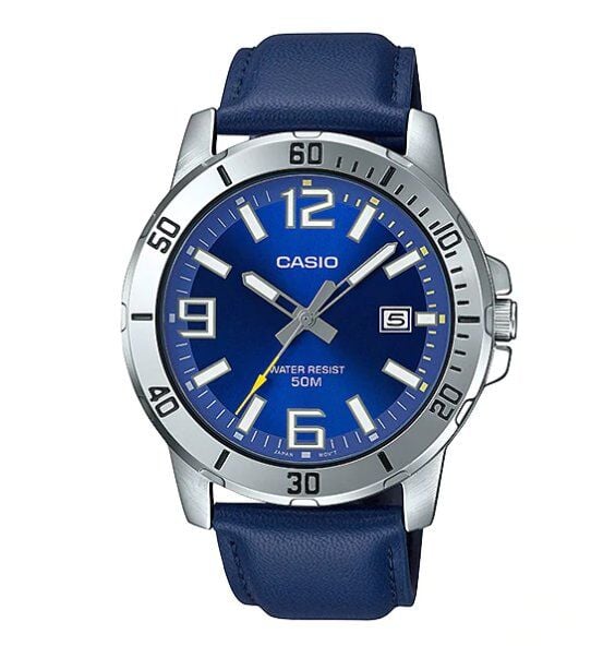 Casio MTP-VD01L-2BVUDF Quartz Deri Lacivert 45 mm Erkek Kol Saati