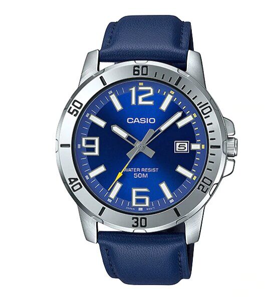 Casio MTP-VD01L-2BVUDF Quartz Deri Lacivert 45 mm Erkek Kol Saati