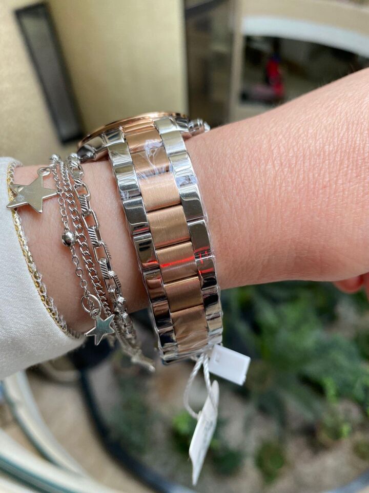 Ferro FL21259A-E 36 mm Rose Gold/Metalik Gri Kadın Kol Saati+ Bileklik