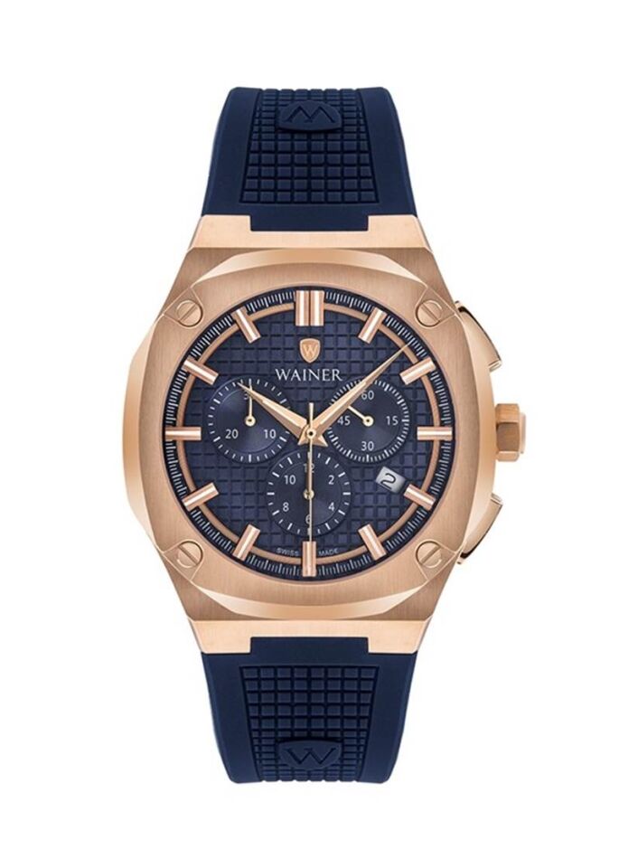 Wainer WA.10200-E Quartz Swiss Made Silikon Lacivert Kronolu Erkek Kol Saati