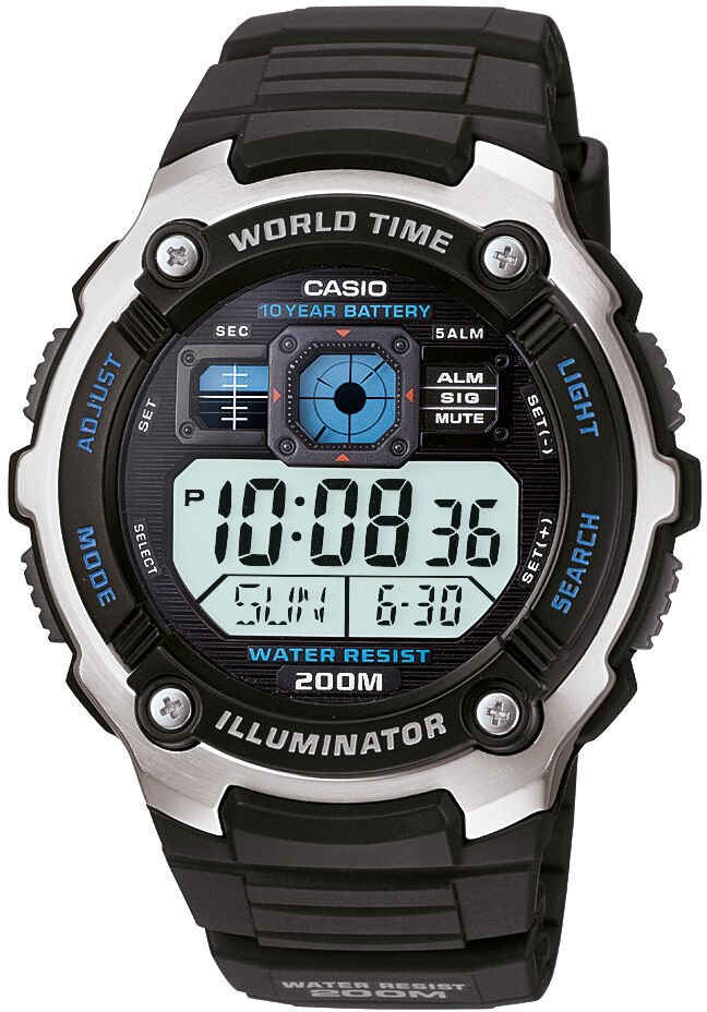 Casio AE-2000W-1AVDF Quartz Silikon Siyah 20 ATM 48 mm Erkek Kol Saati