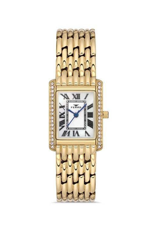 Ferro Sarı Çelik Kordon kadın Kol Saati FL21483A-B 3ATM Su Geçirmez 2 Yıl Garantili HediyePaketli