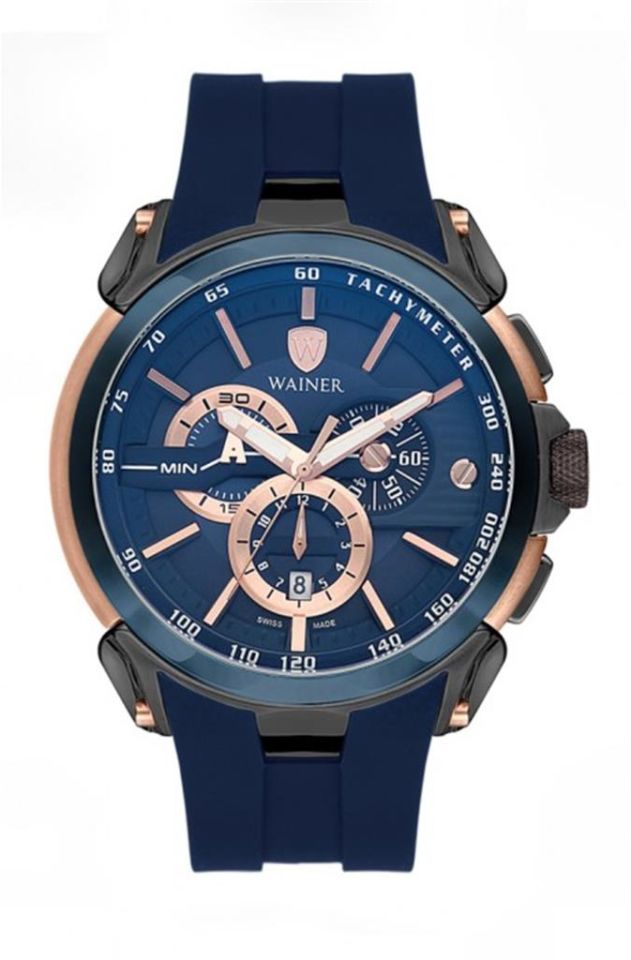 Wainer Swiss Made WA.16910-C 48 mm Silikon Kordonlu Kronolu Erkek Kol Saati
