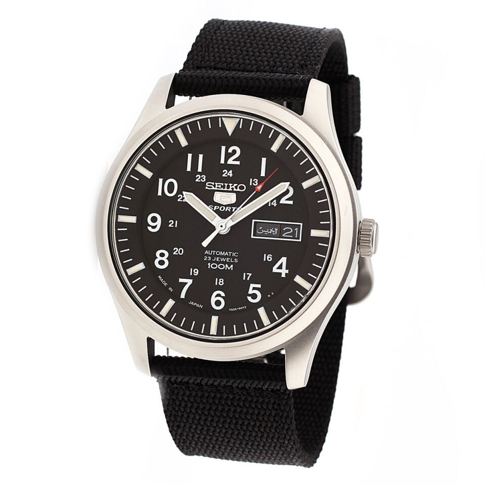 Seiko 5 Japan SNZG15J1 Otomatik Nato Siyah 10 ATM 42 mm Erkek Kol Saati
