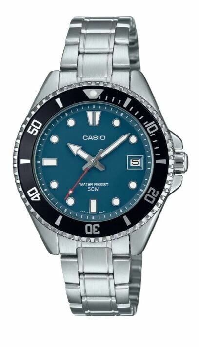 Casio MDV-10D-2A1VDF Quartz Çelik Gri Mavi Kadran 47 mm Erkek Kol Saati