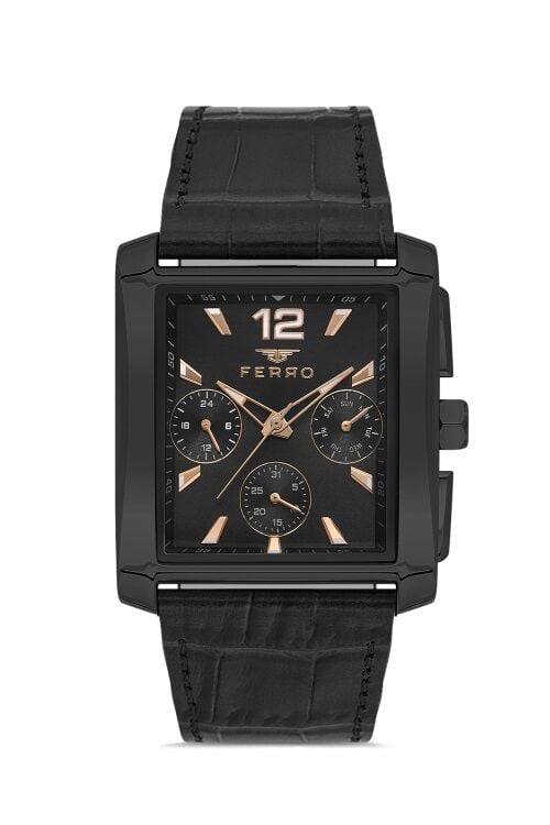 Ferro FM11465BWT-G Quartz Deri Siyah 38 mm Erkek Kol Saati