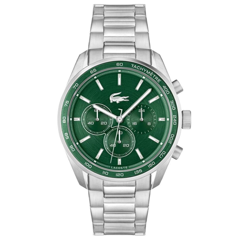 Lacoste 2011346 Quartz Çelik Gri Yeşil Kadran 42 mm Erkek Kol Saati