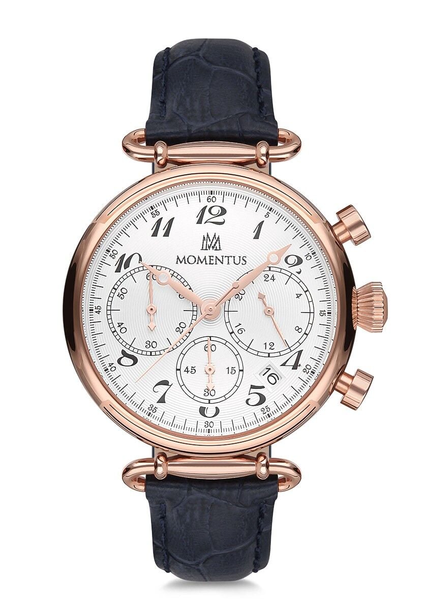 Momentus TC250R-02MR Quartz Deri Lacivert Beyaz Kadran 40 mm Kadın Kol Saati