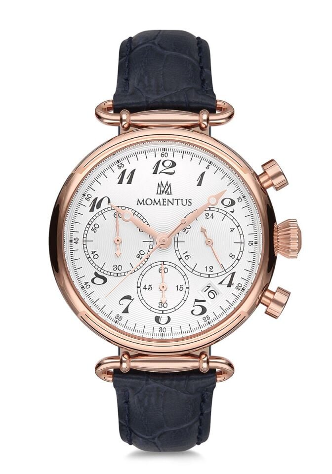 Momentus TC250R-02MR Quartz Deri Lacivert Beyaz Kadran 40 mm Kadın Kol Saati