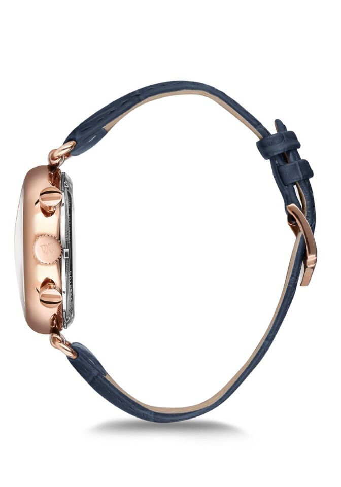 Momentus TC250R-02MR Quartz Deri Lacivert Beyaz Kadran 40 mm Kadın Kol Saati