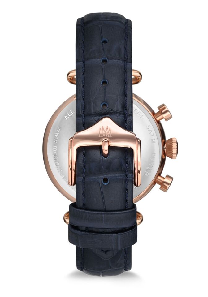 Momentus TC250R-02MR Quartz Deri Lacivert Beyaz Kadran 40 mm Kadın Kol Saati