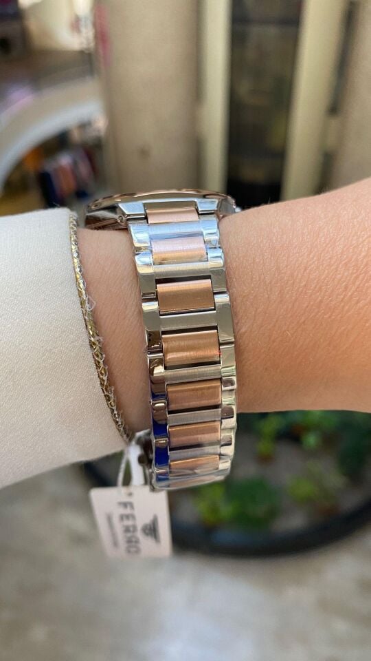 Ferro Quartz Çelik Rose/Gri 34 mm Kadın Kol Saati