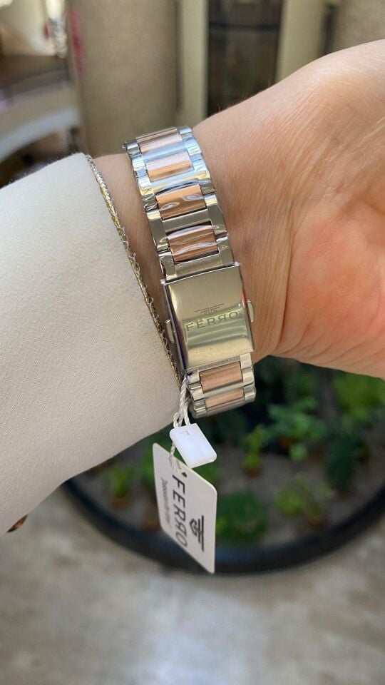 Ferro Quartz Çelik Rose/Gri 34 mm Kadın Kol Saati