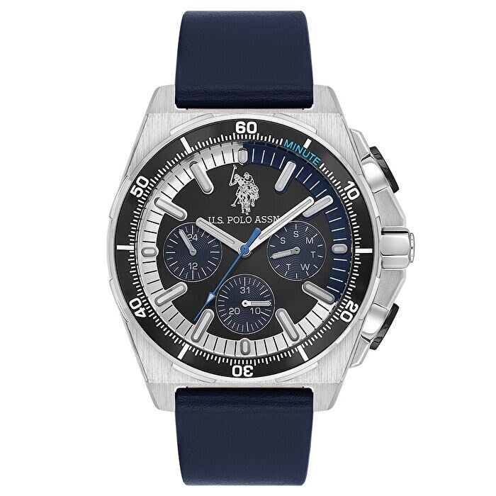 U.S. Polo Assn. USPA1092-02 Quartz Deri Lacivert 44 mm Erkek Kol Saati