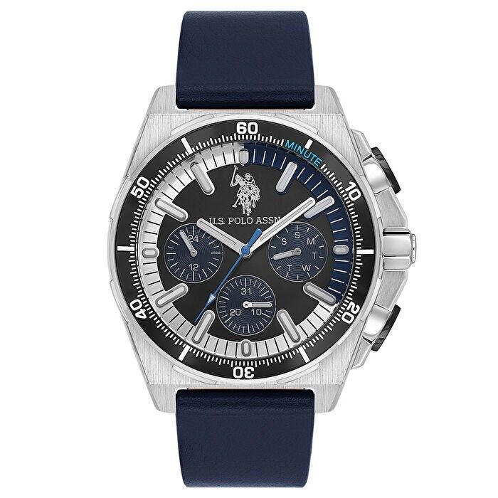 U.S. Polo Assn. USPA1092-02 Quartz Deri Lacivert 44 mm Erkek Kol Saati