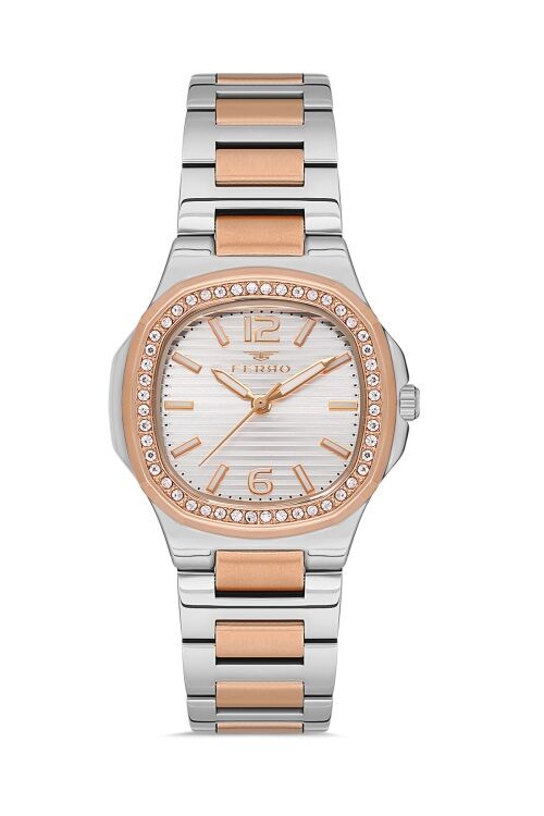 Ferro Rose ve GümüS Çelik Kordon Kadın Kol Saati FL21366A-E