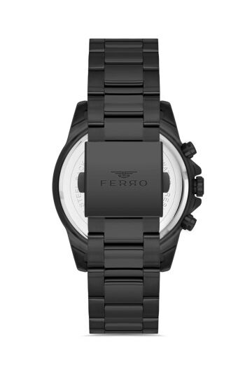 Ferro Quartz Çelik Siyah 44 mm Fonksiyonları Aktif Erkek Kol Saati