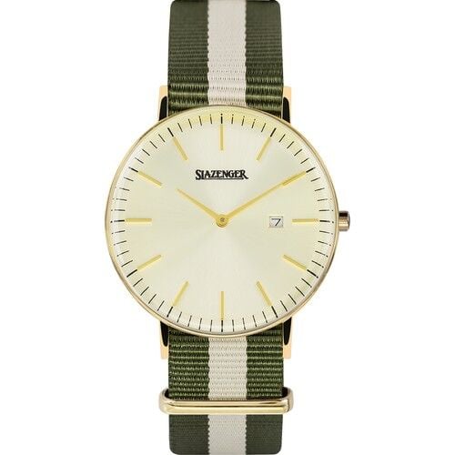 Slazenger SL.09.1980.1.01 40 mm Yeşil\Beyaz Kumaş Kordonlu Erkek Kol Saati