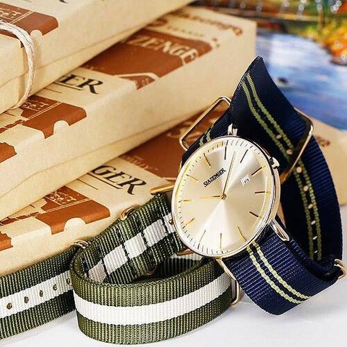 Slazenger SL.09.1980.1.01 40 mm Yeşil\Beyaz Kumaş Kordonlu Erkek Kol Saati