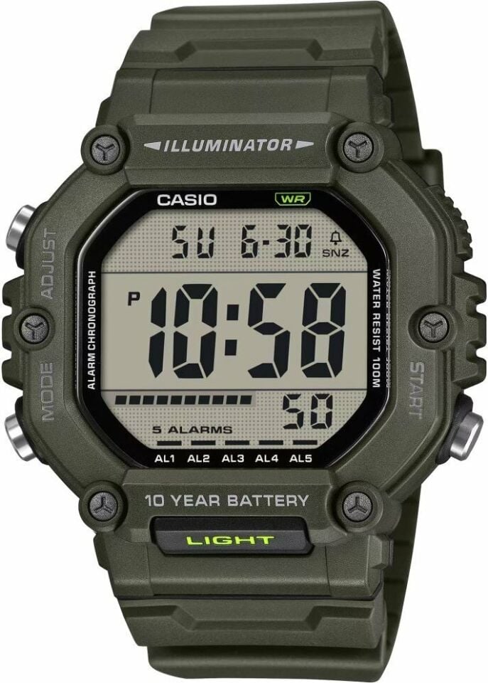 Casio AE-1600HX-3AVDF Quartz Silikon Yeşil 10 ATM 50 mm Erkek Kol Saati
