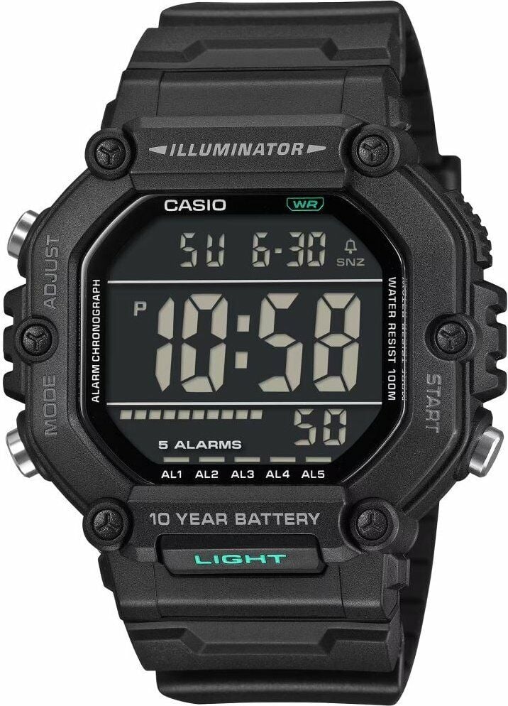 Casio AE-1600HX-1BVDF Quartz Silikon Siyah 10 ATM 50 mm Erkek Kol Saati