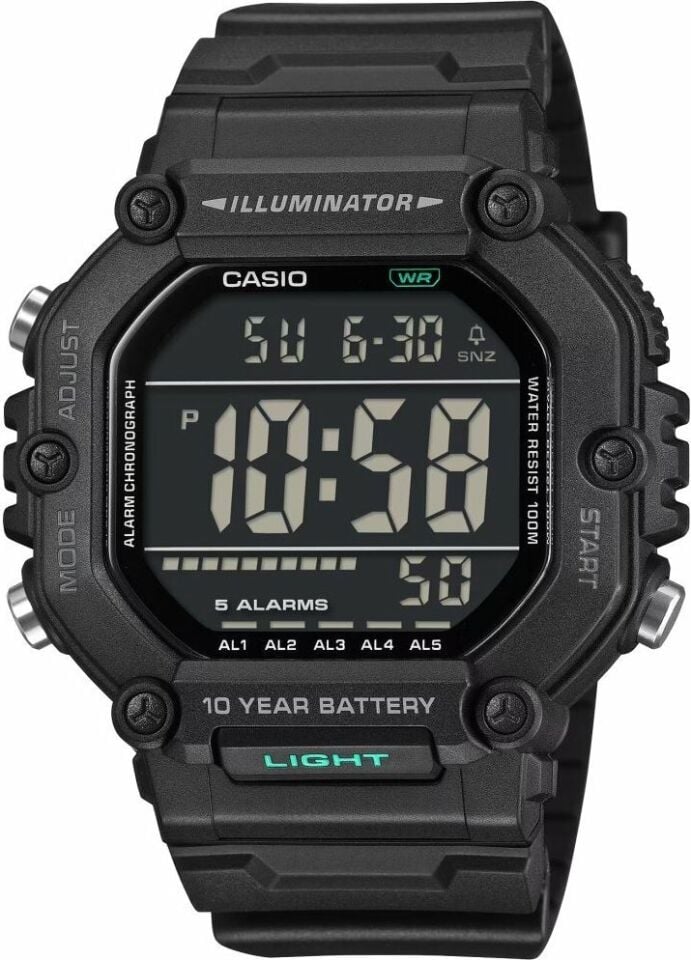 Casio AE-1600HX-1BVDF Quartz Silikon Siyah 10 ATM 50 mm Erkek Kol Saati
