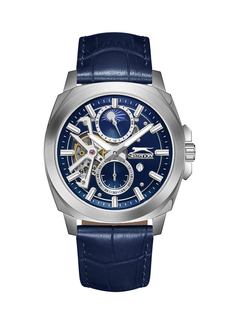 Slazenger  SL.09.2440.2.03 Otomatik Deri Lacivert 44 mm Erkek Kol Saati