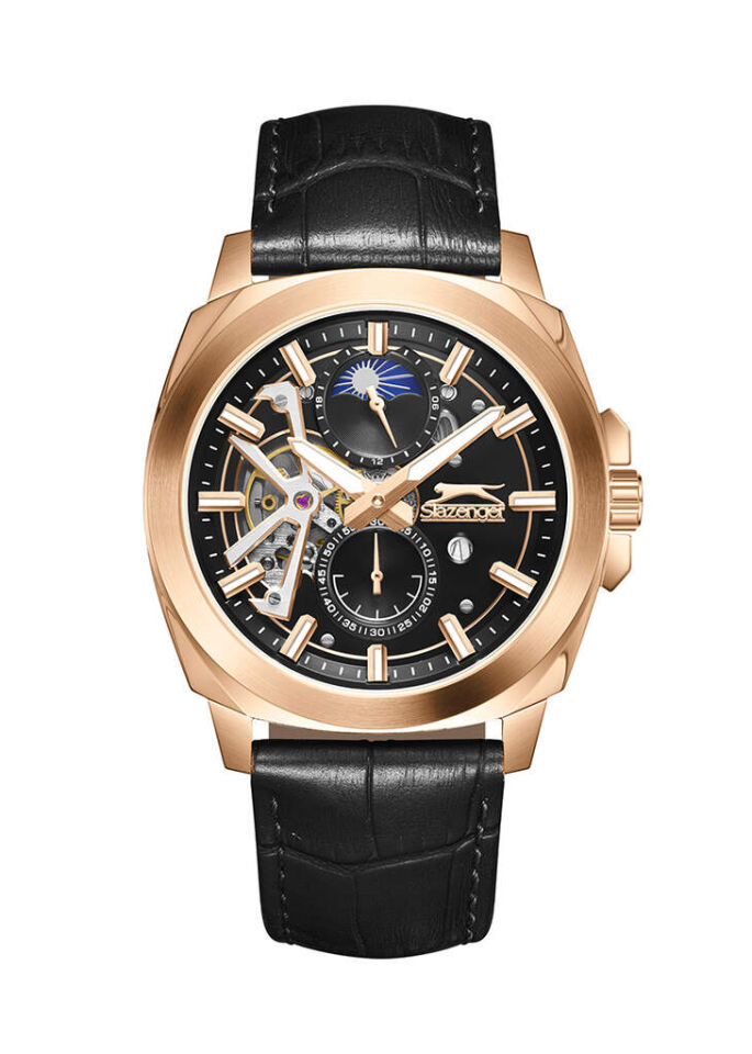 Slazenger SL.09.2440.2.05 Otomatik Deri Siyah 44 mm Erkek Kol Saati