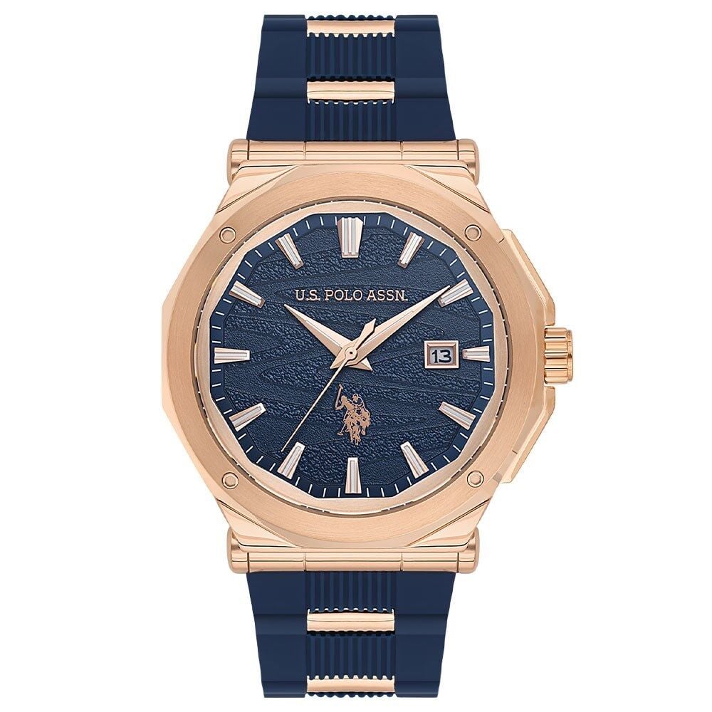 U.S. Polo Assn USPA1107-05 Quartz Silikon Rose/Lacivert 43 mm Erkek Kol Saati