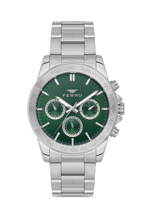 Ferro Gümüş Çelik Kordon Erkek Kol Saati FM11468AWT-A6 Fonksiyonları Aktif 3ATM Su Geçirmez