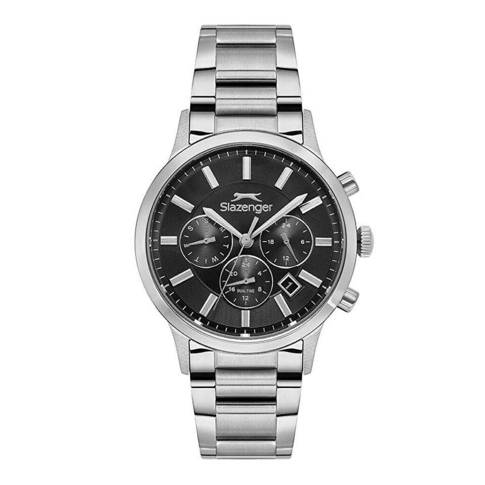 Slazenger SL.09.2511.2.02 Quartz Çelik Gri Siyah Kadran 41 mm Erkek Kol Saati