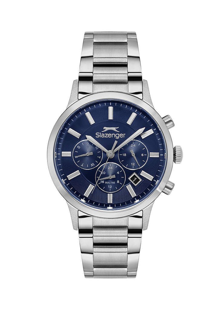 Slazenger SL.09.2511.2.03 Quartz Çelik Gri Mavi Kadran 42 mm Erkek Kol Saati