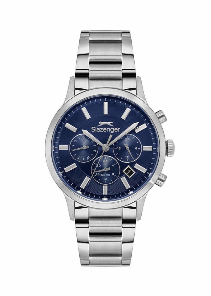 Slazenger SL.09.2511.2.03 Quartz Çelik Gri Mavi Kadran 42 mm Erkek Kol Saati