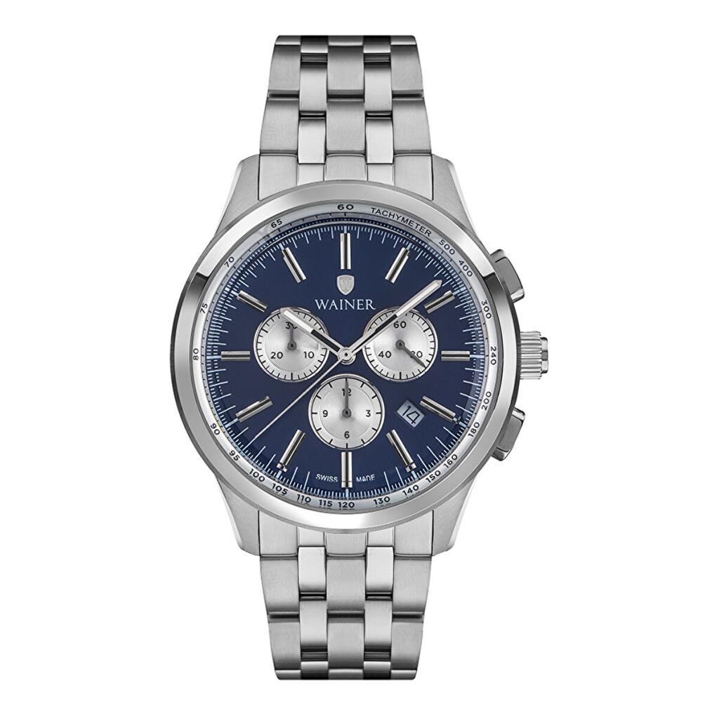 Wainer WA.12320-D Swiss Made Quartz Çelik Metalik Gri 44 mm Erkek Kol Saati