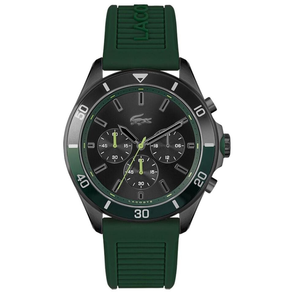 Lacoste 2011153 44 mm Yeşil Silikon Kordonlu Kronolu Erkek Kol Saati