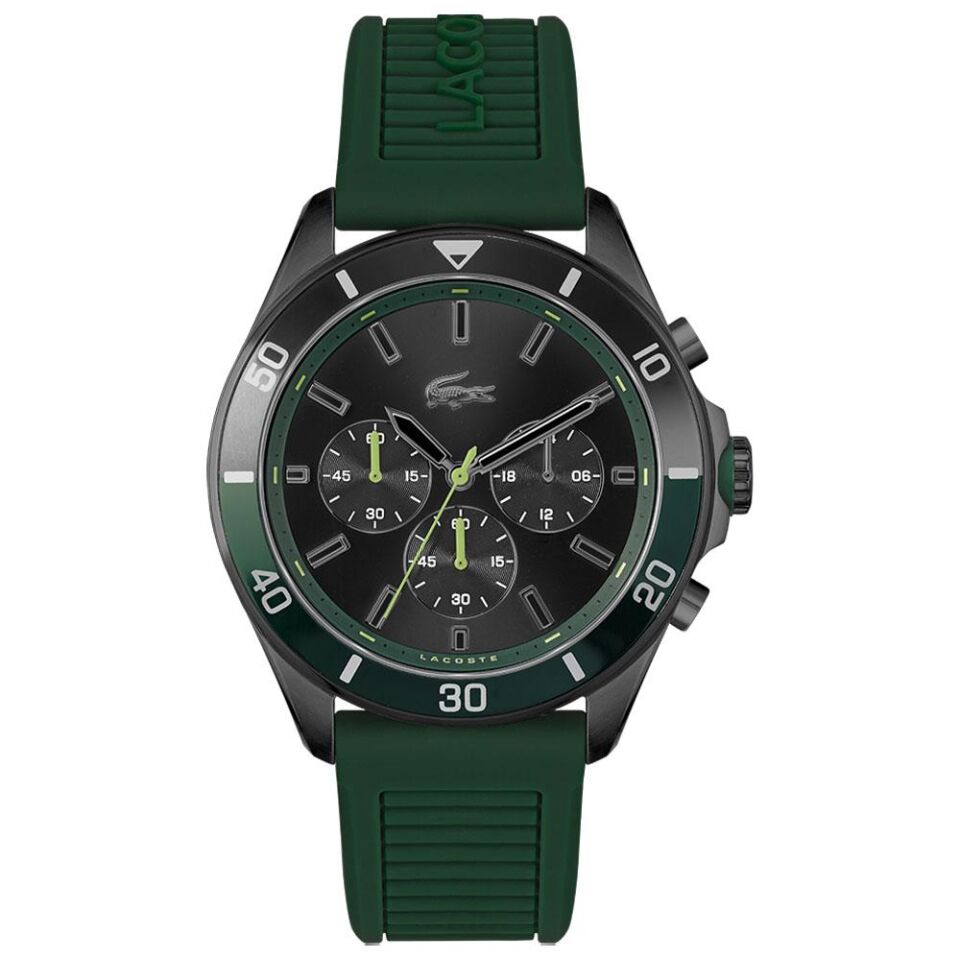Lacoste 2011153 44 mm Yeşil Silikon Kordonlu Kronolu Erkek Kol Saati