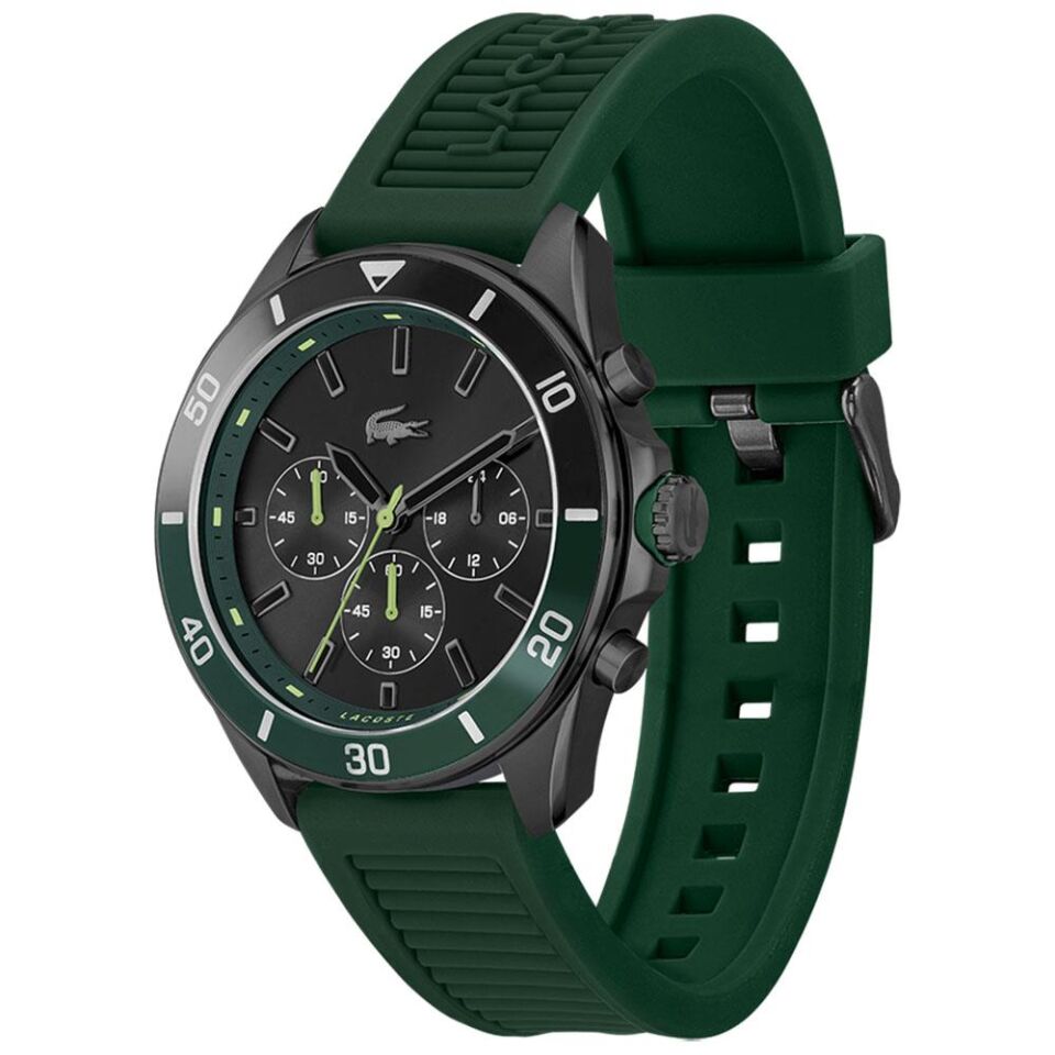 Lacoste 2011153 44 mm Yeşil Silikon Kordonlu Kronolu Erkek Kol Saati