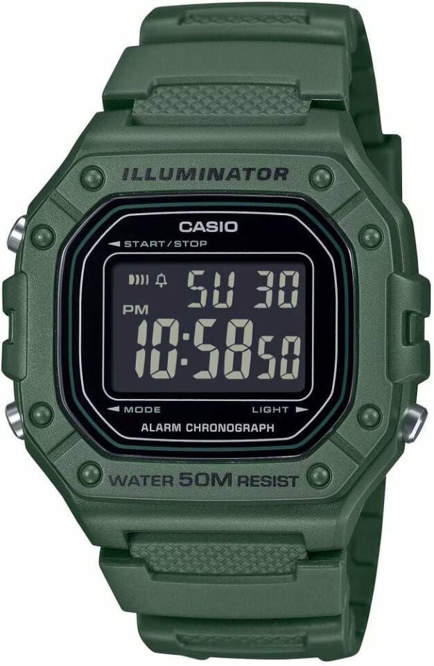 Casio W-218H-3BVDF Quartz Silikon Yeşil 43 mm Erkek Kol Saati