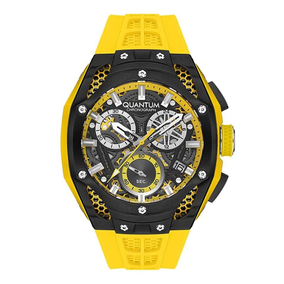 Quantum HNG1102.354 Quartz Silikon Sarı 10 ATM 46 mm Erkek Kol Saati