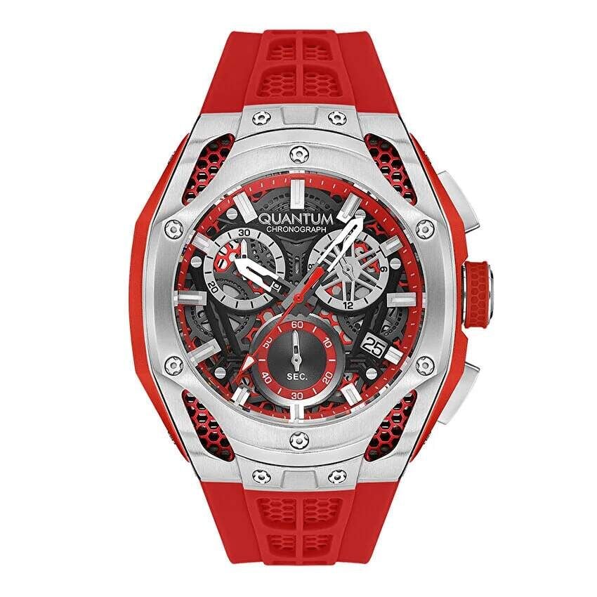 Quantum HNG1102.358 Quartz Silikon Kırmızı 10 ATM 46 mm Erkek Kol Saati