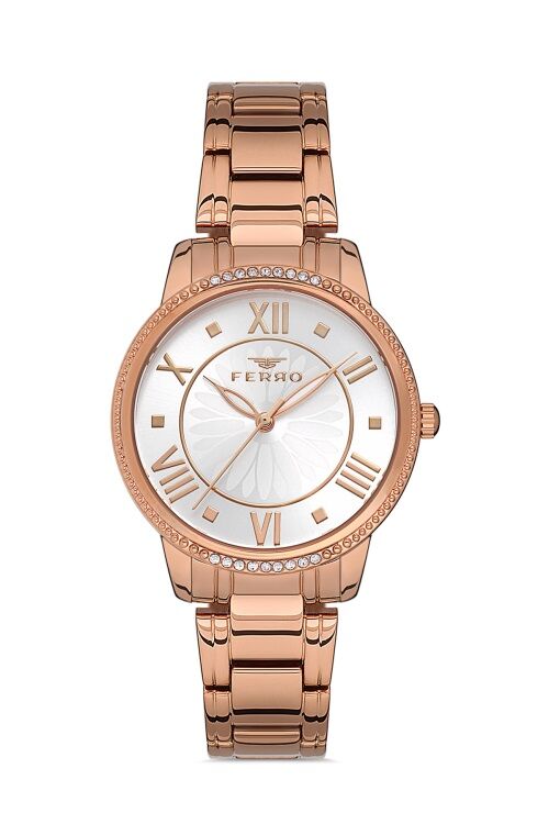 Ferro 34 mm Rose Çelik Kordon Kadın Kol Saati F21925A-C F21925A-C