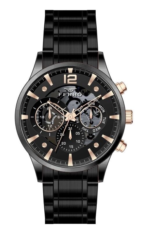 Ferro 44 mm Siyah Çelik Kordon Erkek Kol Saati FM31320A-G FM31320A-G