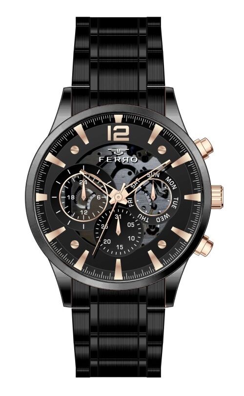 Ferro 44 mm Siyah Çelik Kordon Erkek Kol Saati FM31320A-G FM31320A-G