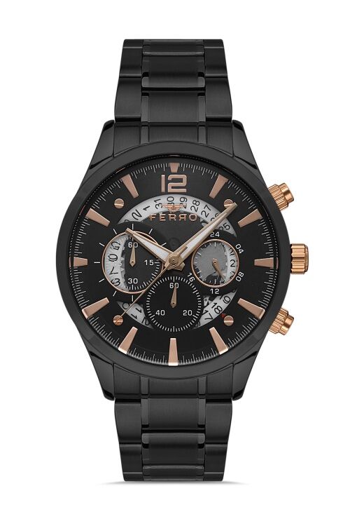 Ferro 44 mm Siyah Çelik Kordon Erkek Kol Saati FM31320A-G FM31320A-G